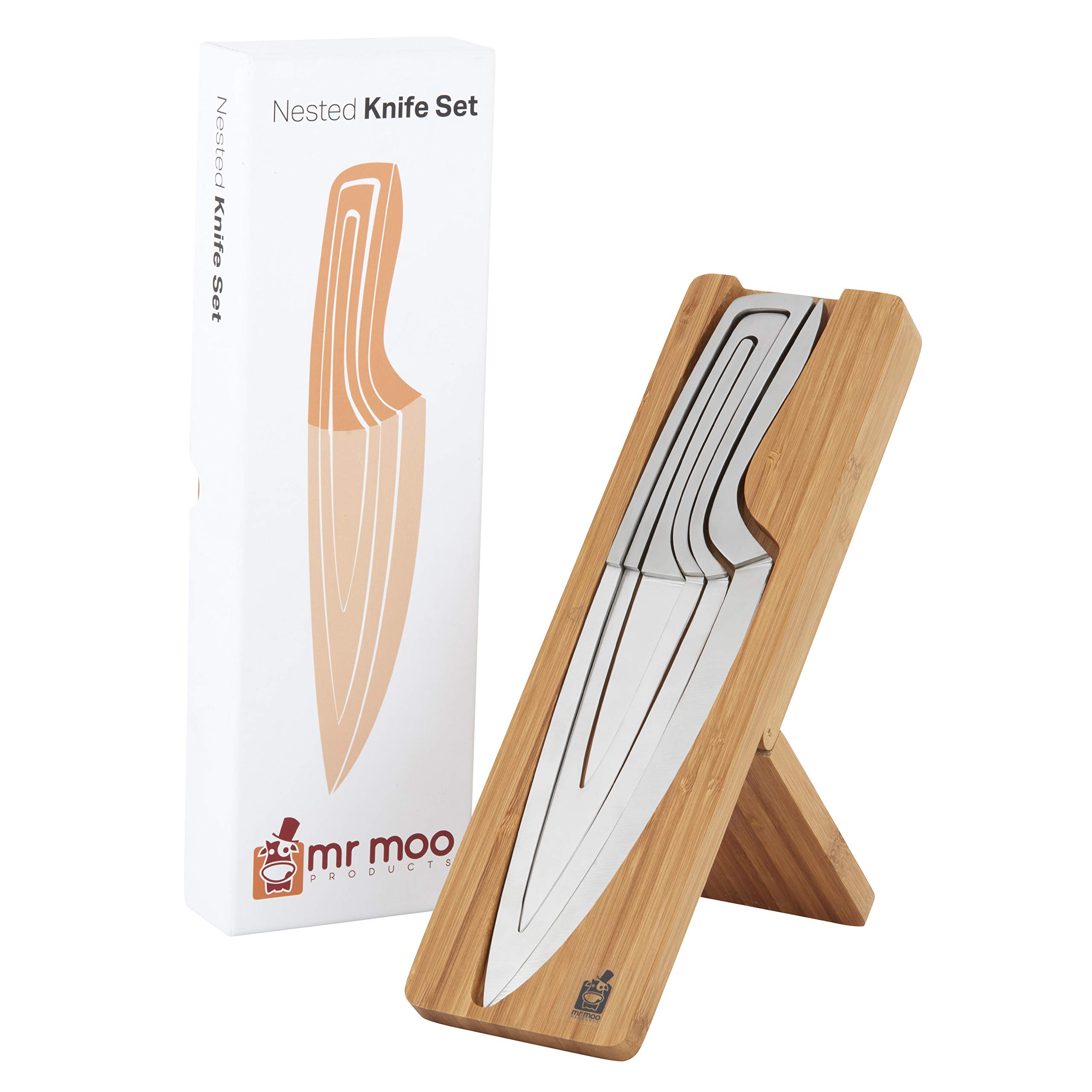 Kitchen knife set, Mr Moos 4 piece nested knife set with magnetic